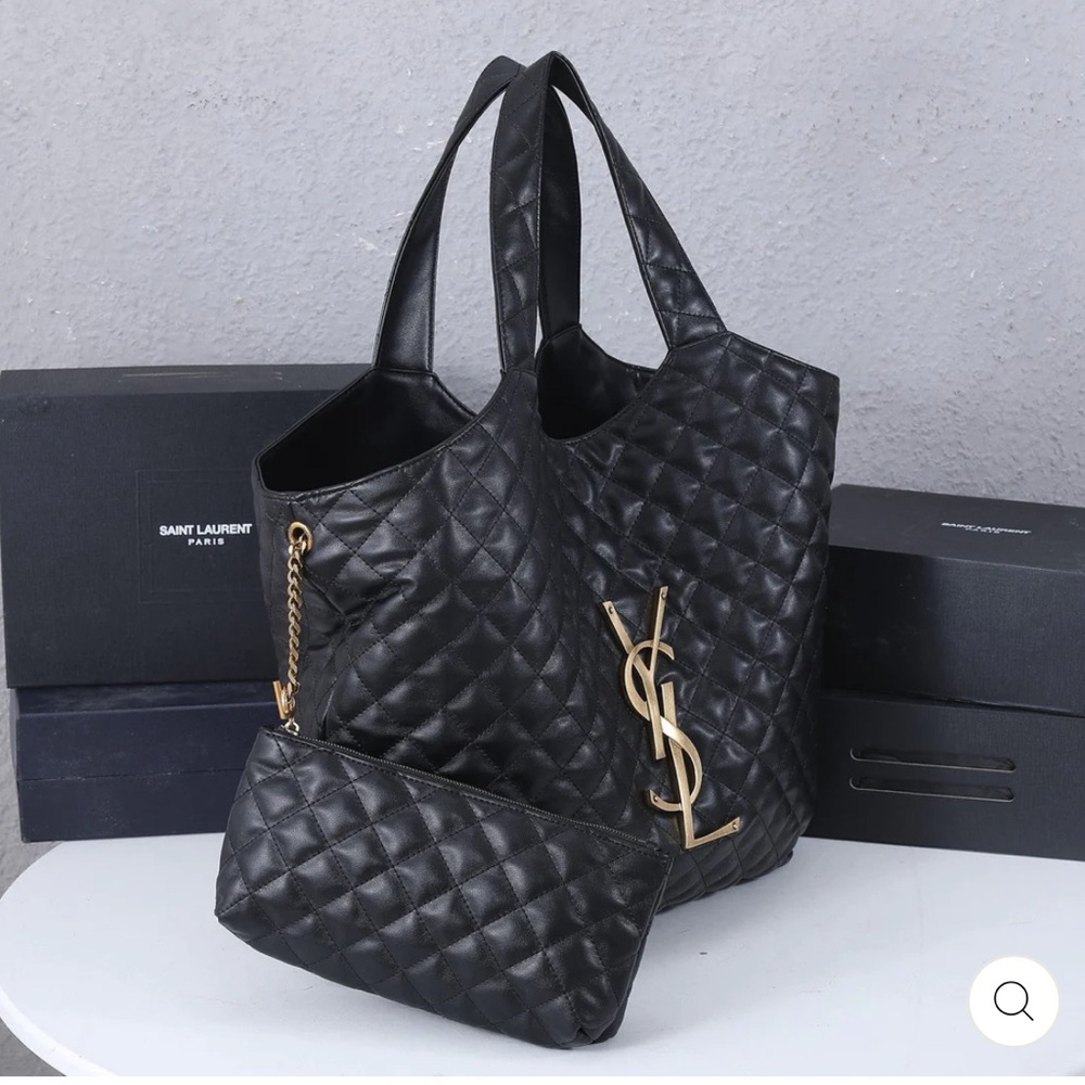 Saint Laurent Black Quilted Tote Bag